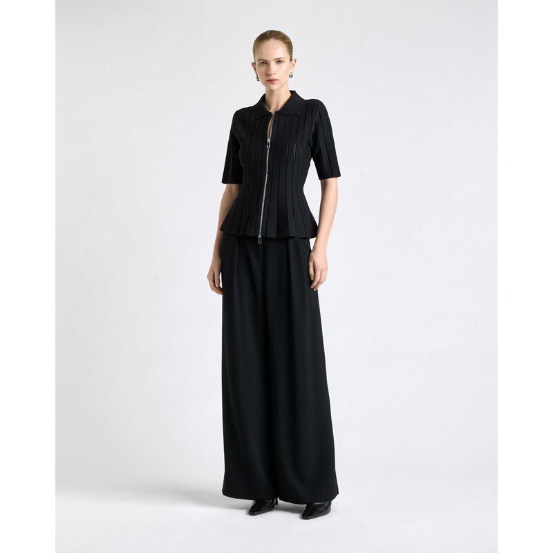 Cue Zipper Front Peplum Knit Top image number 6